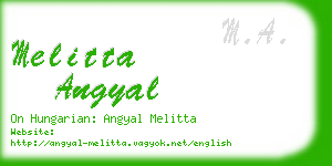 melitta angyal business card